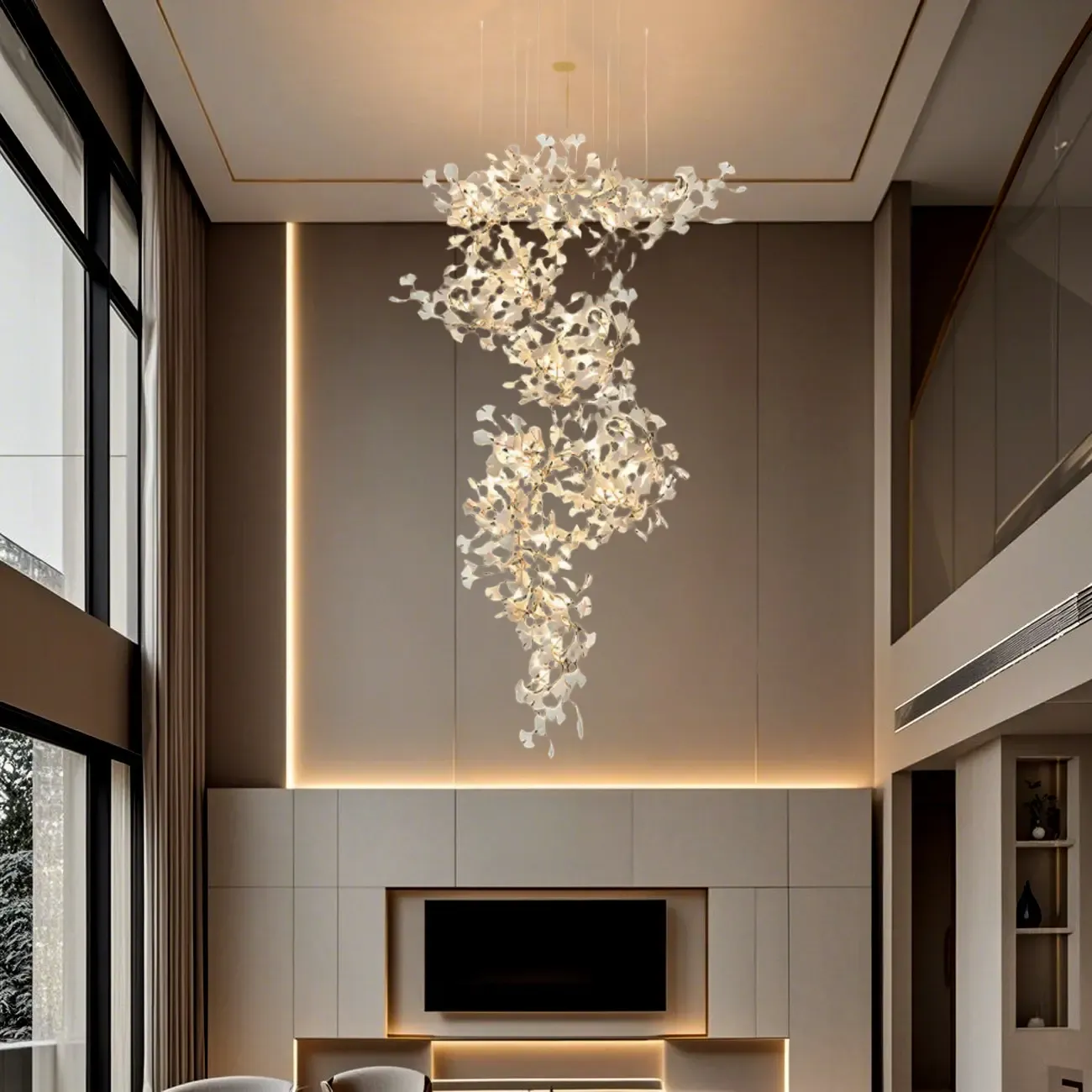 Luxury Adjustable Leaf Chandelier for Open Spaces Image - 19