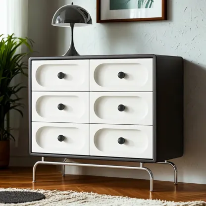 Stylish White Wooden Double Dresser with Soft-Close Drawers Image - 3