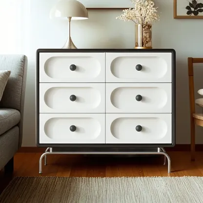 Stylish White Wooden Double Dresser with Soft-Close Drawers Image - 2