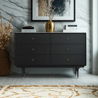 Retro Wooden Vertical Dresser with Soft Close Drawers & Storage Image - 4