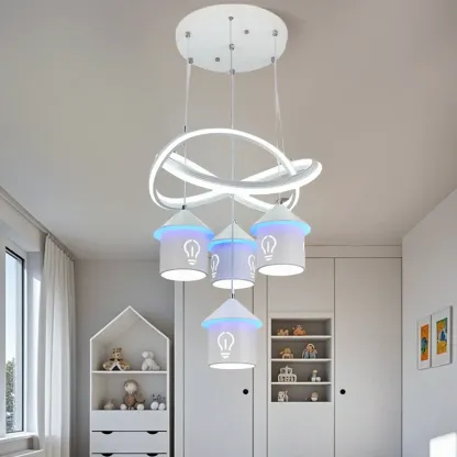 Modern 4-Light LED Chandelier with Unique House Design  Image - 20