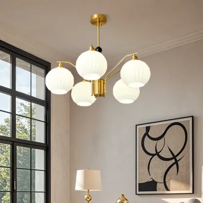 Modern 8-light Glass Globe Chandelier with Adjustable Height Image - 17
