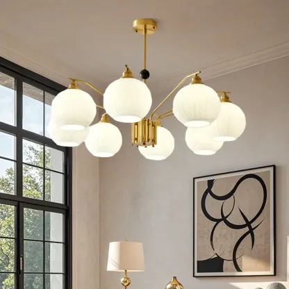 Modern 8-light Glass Globe Chandelier with Adjustable Height Image - 18