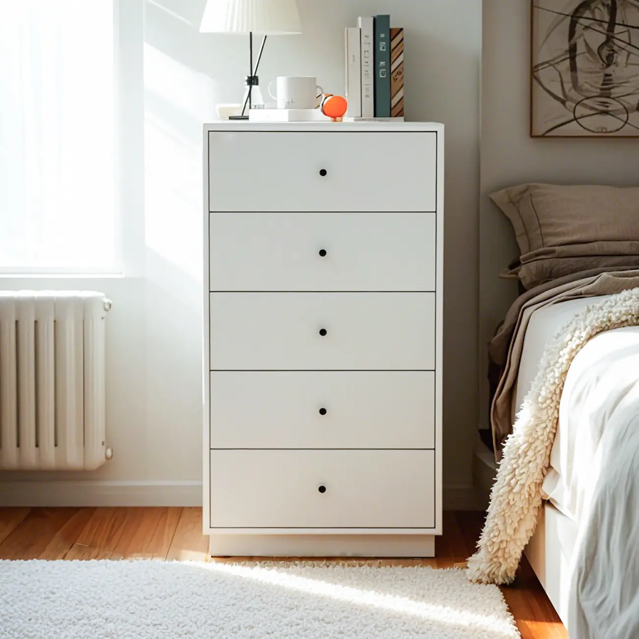 Durable White Wooden Dressers & Chests with Compact Storage Image - 5 | homeyfad