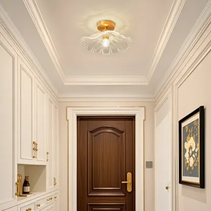 Modern Floral Glass Semi-Flush Ceiling Light for Entryway Image - 1