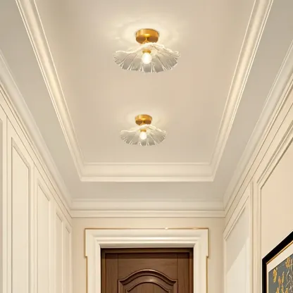Modern Floral Glass Semi-Flush Ceiling Light for Entryway Image - 4