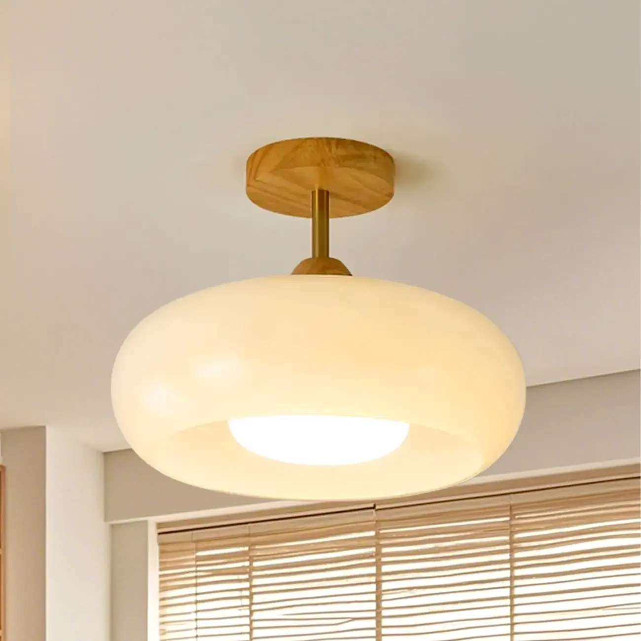 Modern Mini Semi Flush Mount Ceiling Light with Drum Shape Image - 2 | homeyfad