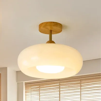 Modern Mini Semi Flush Mount Ceiling Light with Drum Shape Image - 2