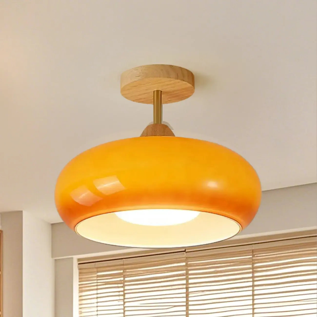 Modern Mini Semi Flush Mount Ceiling Light with Drum Shape Image - 3 | homeyfad