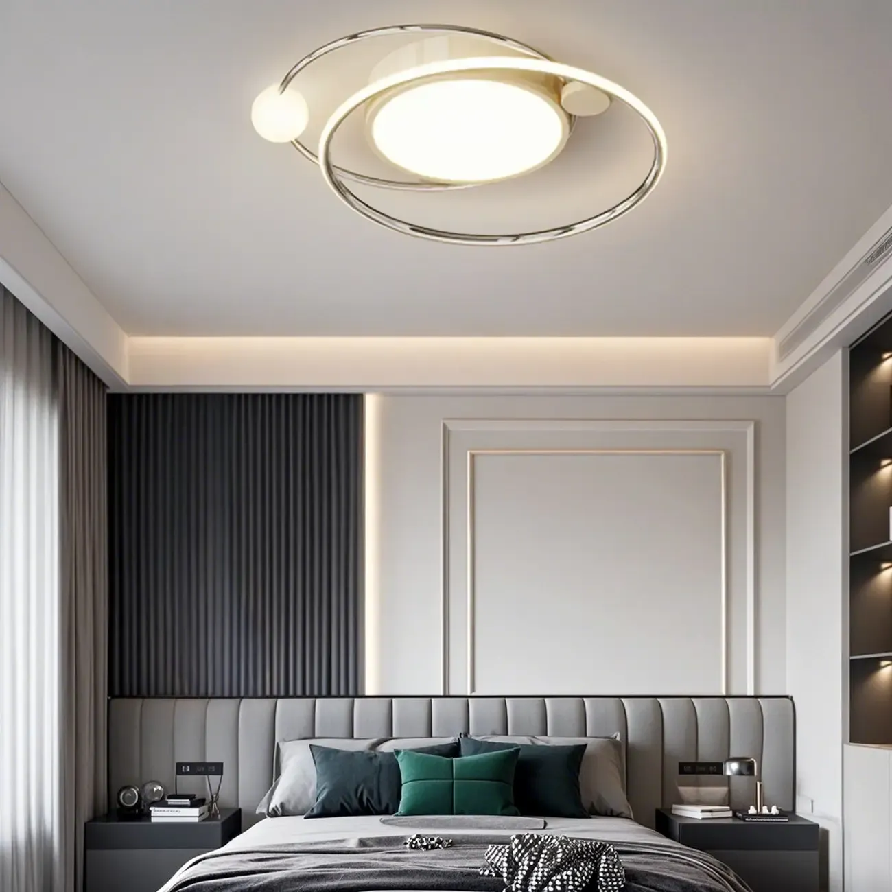 Dimmable Circular Flush Ceiling Light for Modern Bedroom  Image - 1