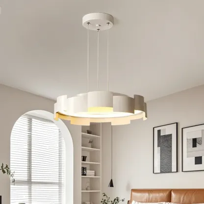 2-Light Modern Round Metal LED Chandelier for Bedroom Image - 3