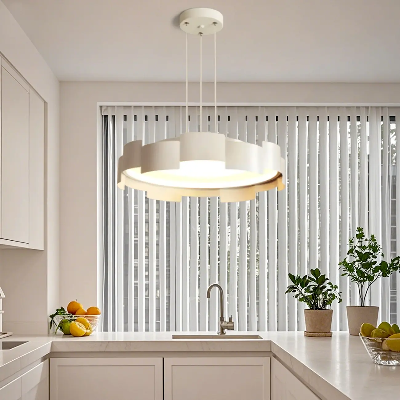 2-Light Modern Round Metal LED Chandelier for Bedroom Image - 2 | homeyfad