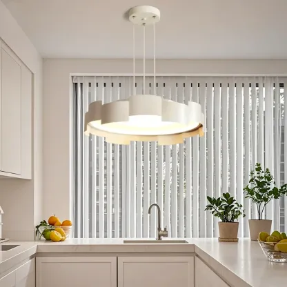 2-Light Modern Round Metal LED Chandelier for Bedroom Image - 2