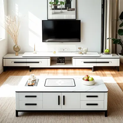 Minimalist Stone Mueble Para TV Stand with Drawers for Home Image - 1
