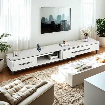 Minimalist Stone Mueble Para TV Stand with Drawers for Home Image - 2