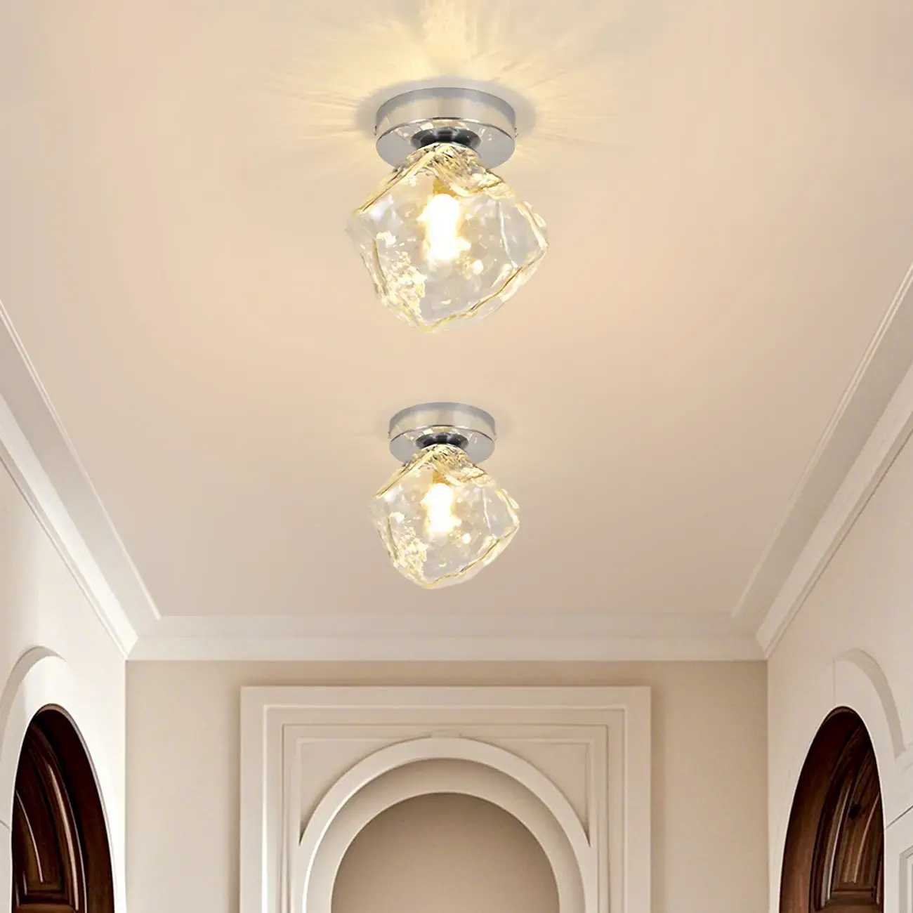 Transparent Semi Flush Ceiling Light for Hallway Elegance Image - 1 | homeyfad
