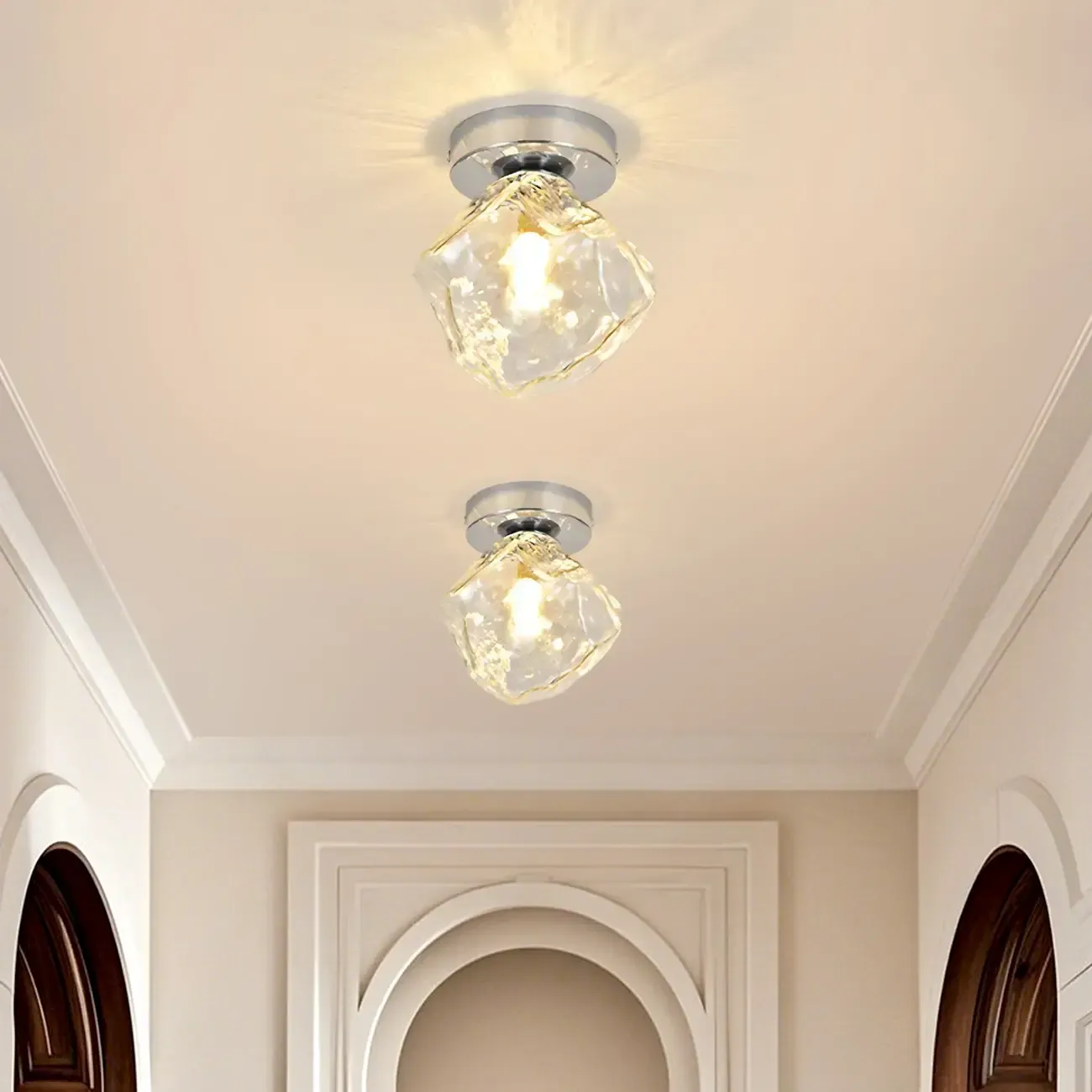 Transparent Semi Flush Ceiling Light for Hallway Elegance Image - 1