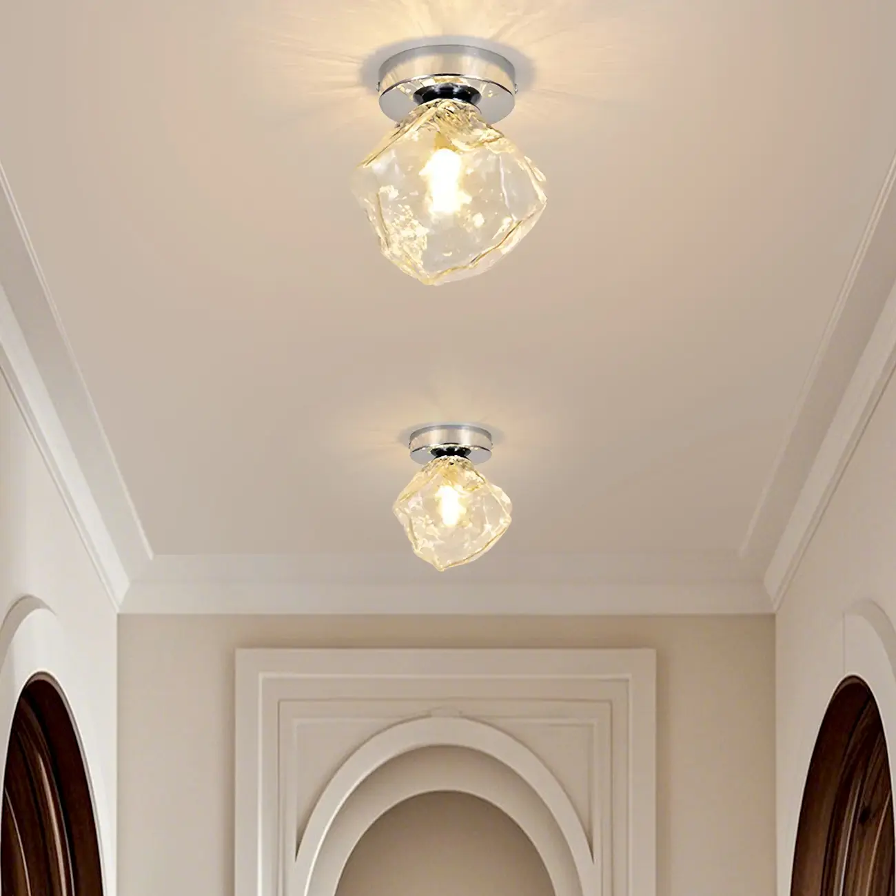 Transparent Semi Flush Ceiling Light for Hallway Elegance Image - 3 | homeyfad