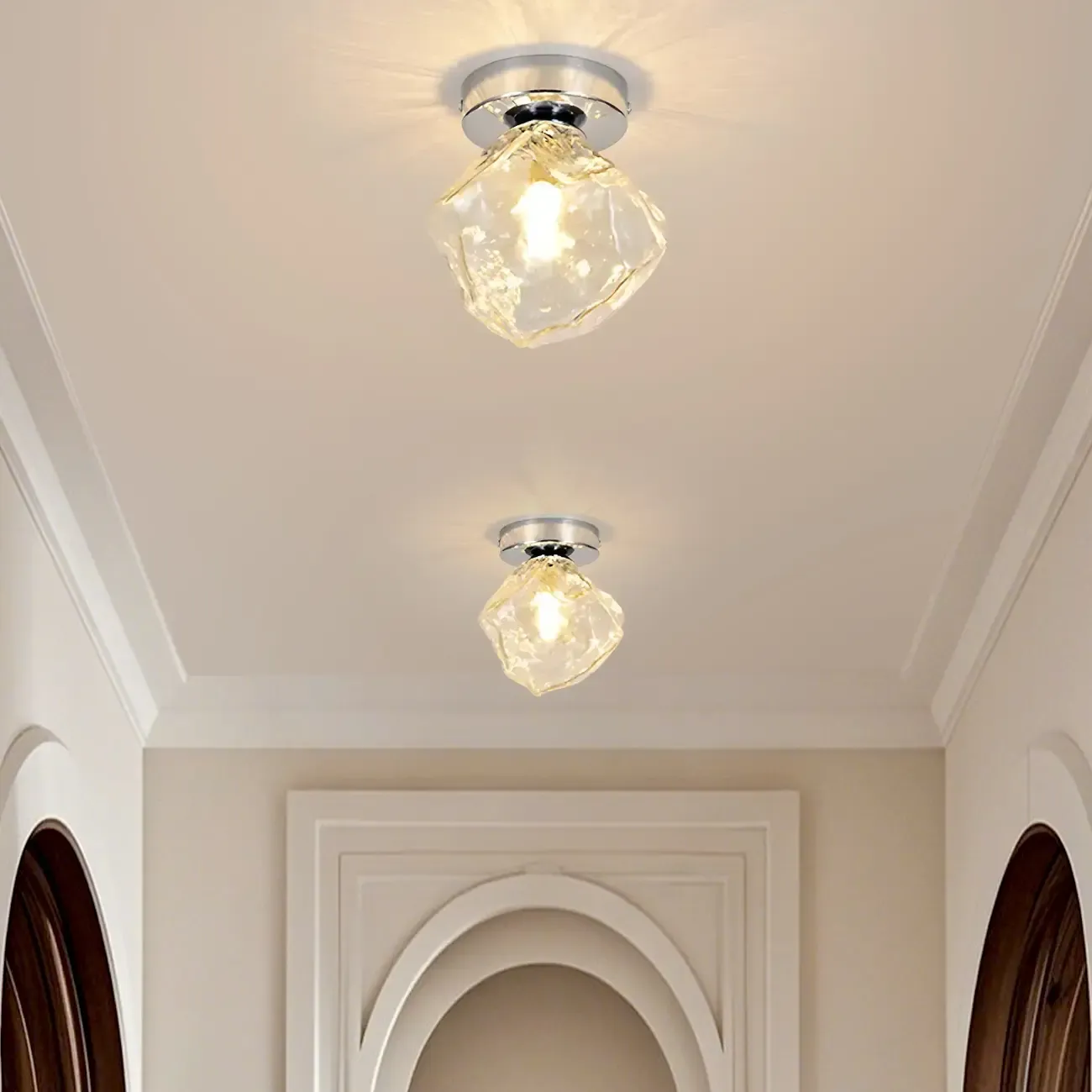 Transparent Semi Flush Ceiling Light for Hallway Elegance Image - 3