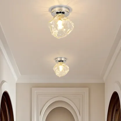 Transparent Semi Flush Ceiling Light for Hallway Elegance Image - 3