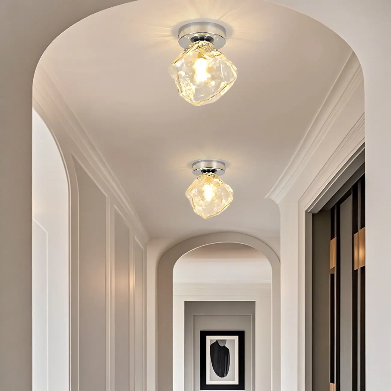 Transparent Semi Flush Ceiling Light for Hallway Elegance Image - 4 | homeyfad
