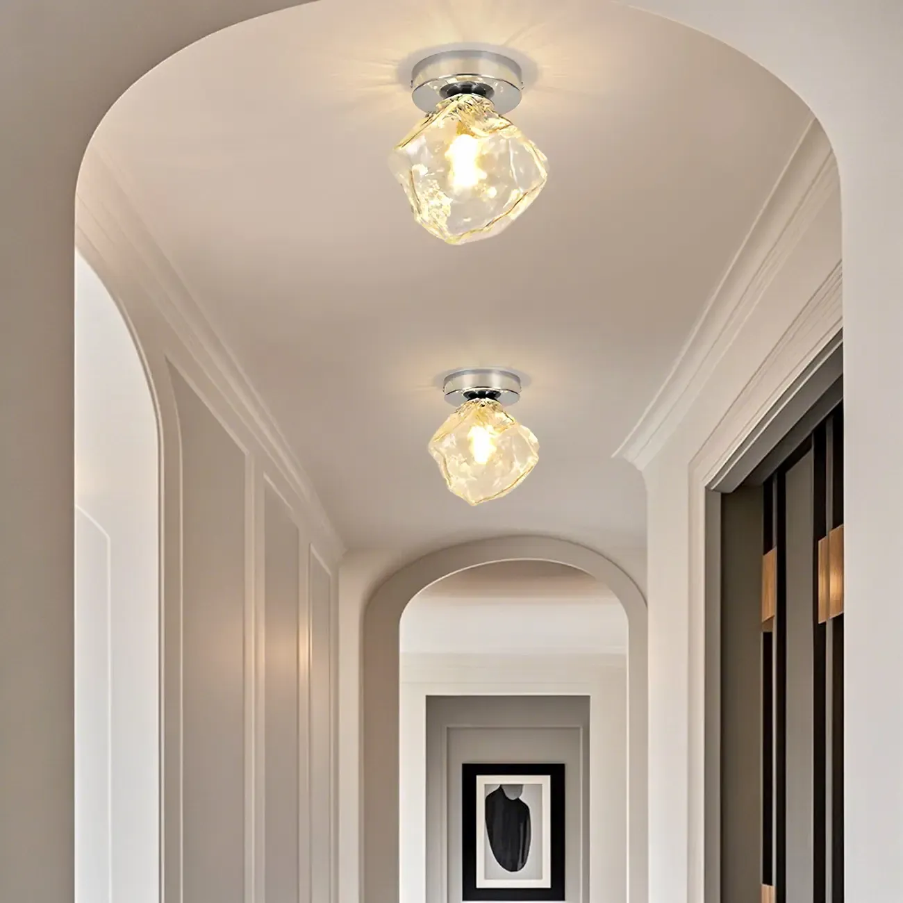 Transparent Semi Flush Ceiling Light for Hallway Elegance Image - 4