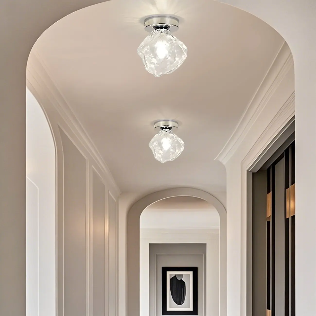 Transparent Semi Flush Ceiling Light for Hallway Elegance Image - 5 | homeyfad