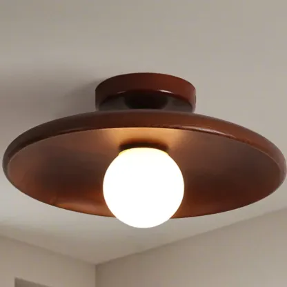 Vintage Solid Wood Semi-Flush Ceiling Light for Entryway Image - 4