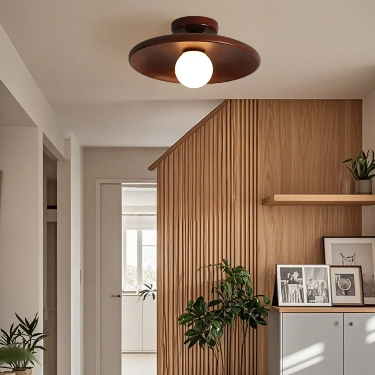 Vintage Solid Wood Semi-Flush Ceiling Light for Entryway Image - 6 | homeyfad