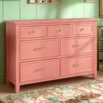 Elegant Wooden Dresser in Green Color with Storage Image - 1