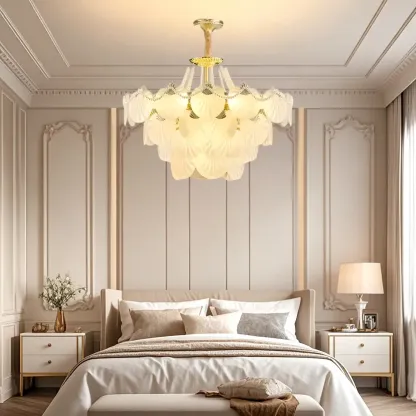 Luxury Modern Tiered Shell Chandelier with Frosted Glass Image - 1