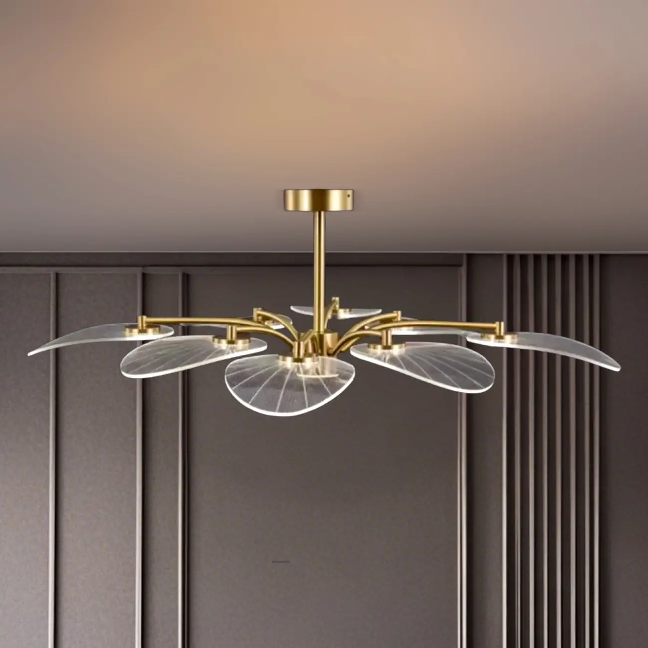 Luxury Leaf-Shaped Semi Flush LED Ceiling Light for Bedroom Image - 19 | homeyfad