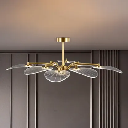 Luxury Leaf-Shaped Semi Flush LED Ceiling Light for Bedroom Image - 19