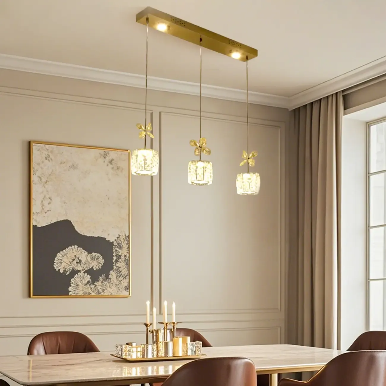 Elegant Modern Crystal Island Hanging Light Image - 11