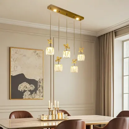 Elegant Modern Crystal Island Hanging Light Image - 12