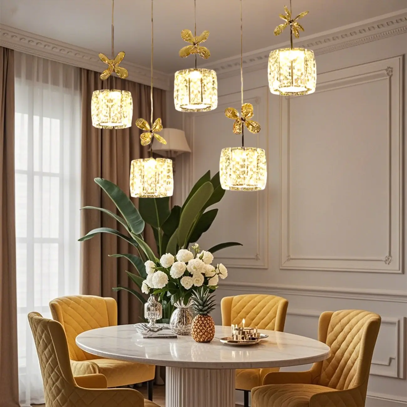 Elegant Modern Crystal Island Hanging Light Image - 2 | homeyfad