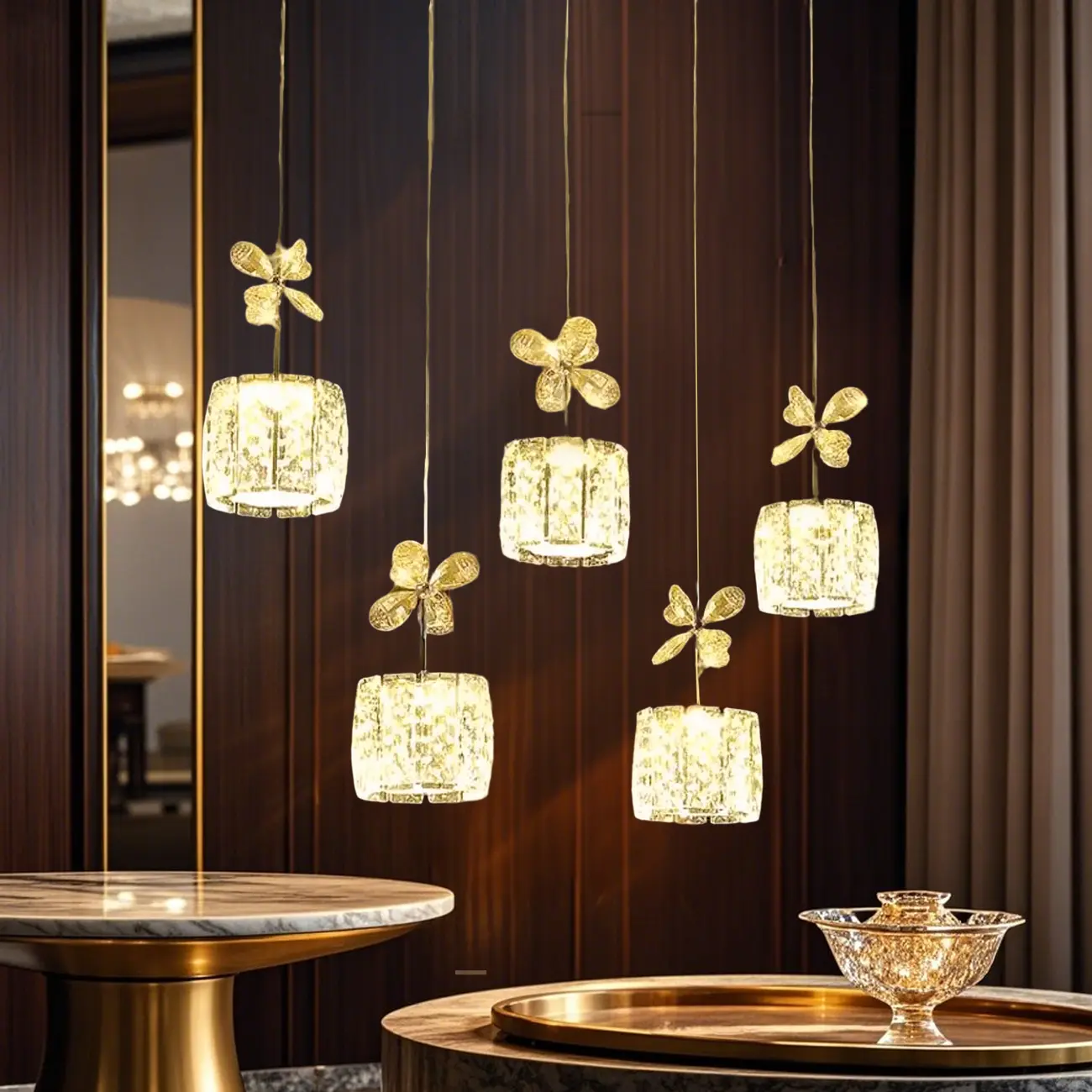 Elegant Modern Crystal Island Hanging Light Image - 3 | homeyfad