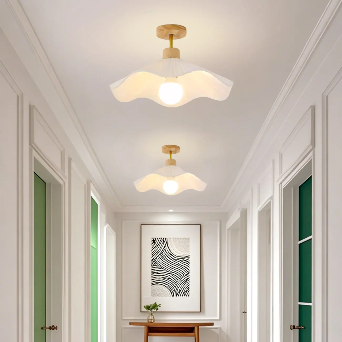 Modern Minimalistic Flush Ceiling Light with Fabric Shade Image - 12 | homeyfad