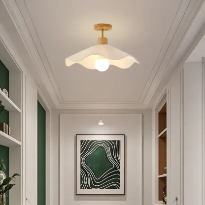Modern Minimalistic Flush Ceiling Light with Fabric Shade Image - 17
