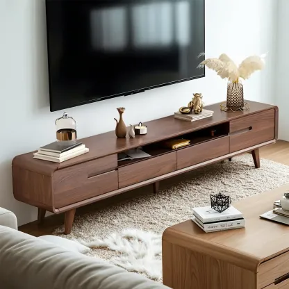 Traditional Wooden Mueble Para TV Stand with Drawers for Home Image - 3