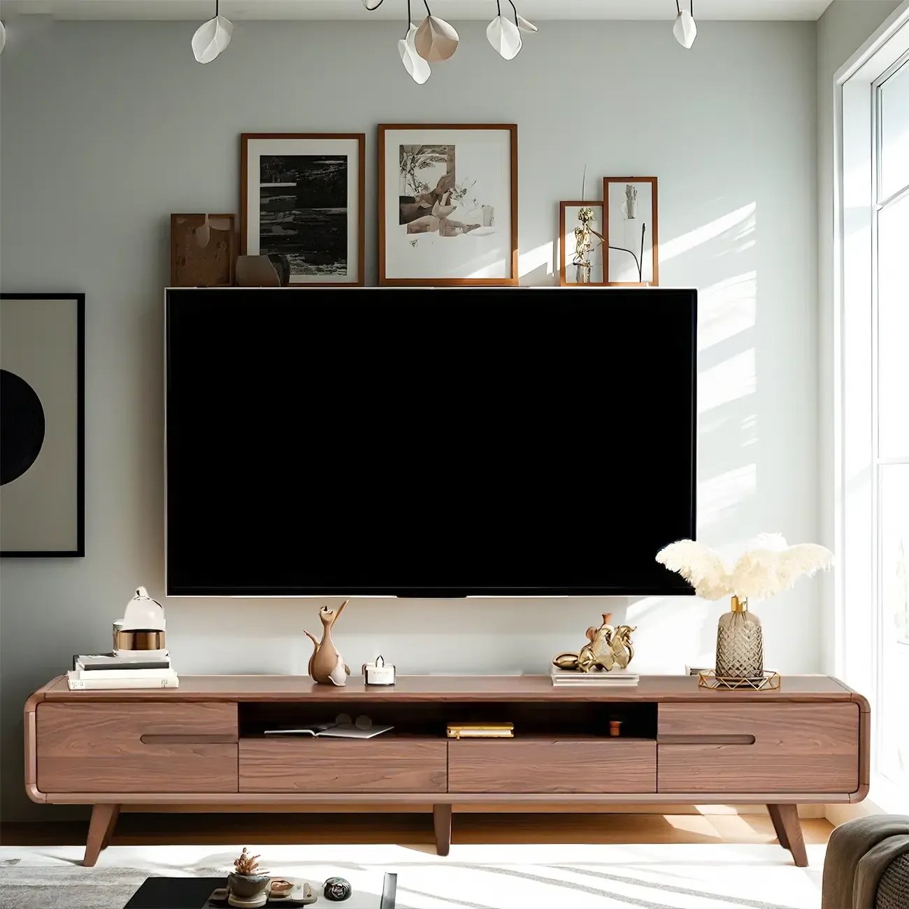 Traditional Wooden Mueble Para TV Stand with Drawers for Home Image - 1