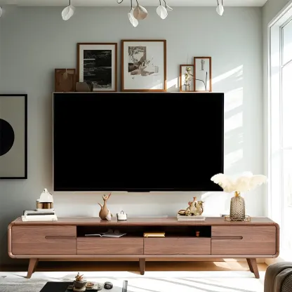 Traditional Wooden Mueble Para TV Stand with Drawers for Home Image - 1