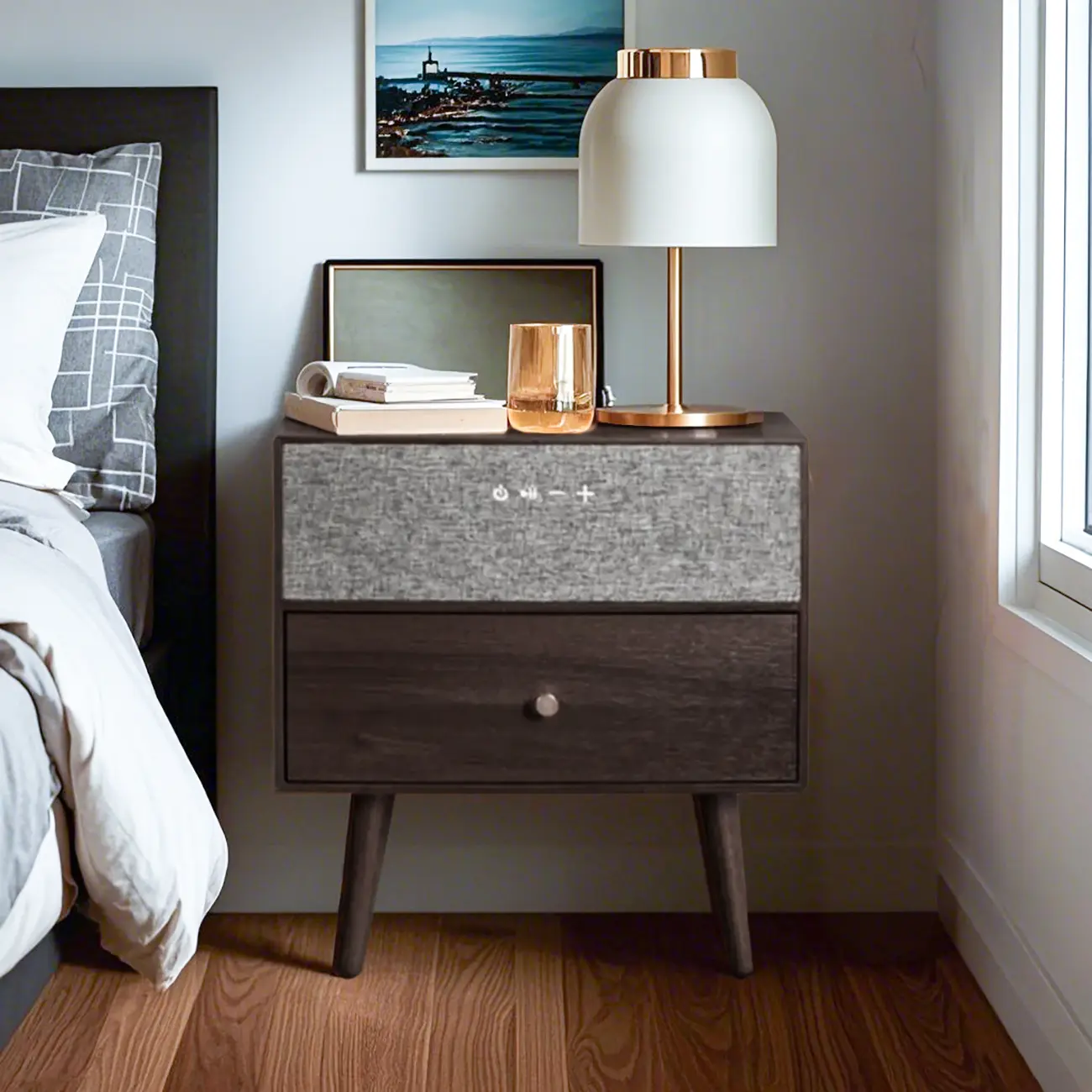 Modern Coloer Block Bedside Table with 2 Drawers  Image - 2 | homeyfad