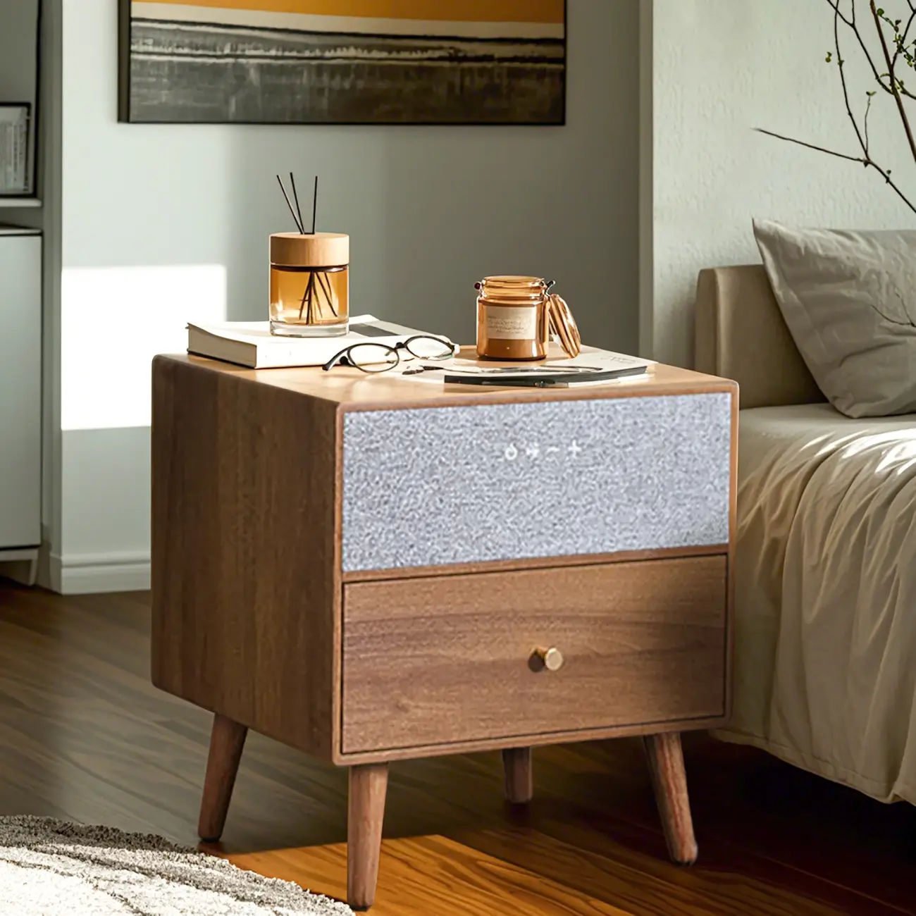 Modern Coloer Block Bedside Table with 2 Drawers  Image - 3 | homeyfad