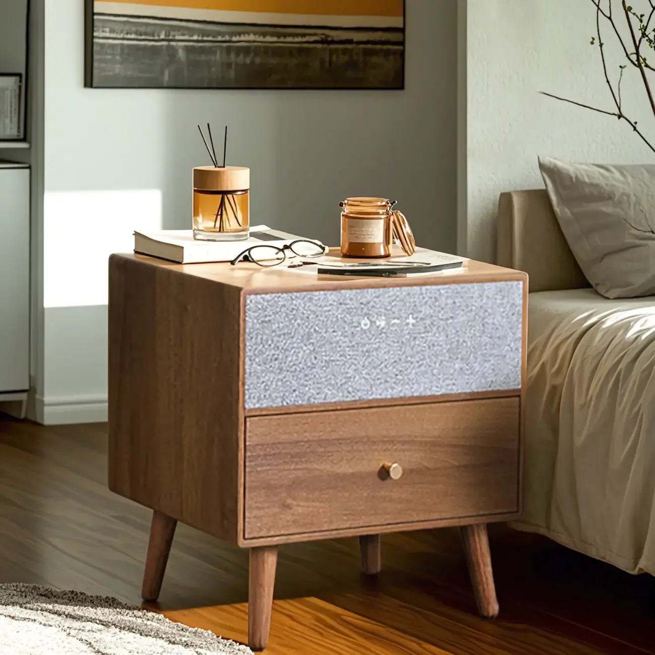 Modern Coloer Block Bedside Table with 2 Drawers  Image - 3