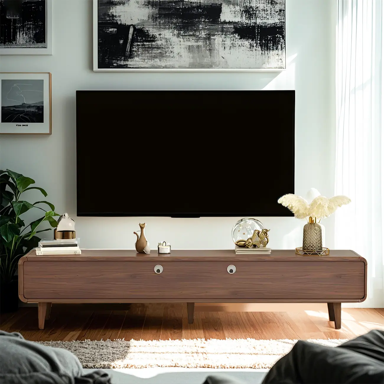 Traditional Wooden Mueble Para TV Stand with Drawers for Home Image - 5 | homeyfad