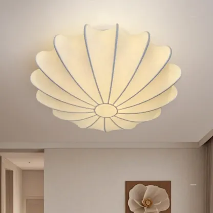 Floral Semi Flush Ceiling Light with Silk Shade for Living Room  Image - 4