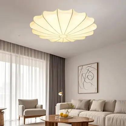 Floral Semi Flush Ceiling Light with Silk Shade for Living Room  Image - 6
