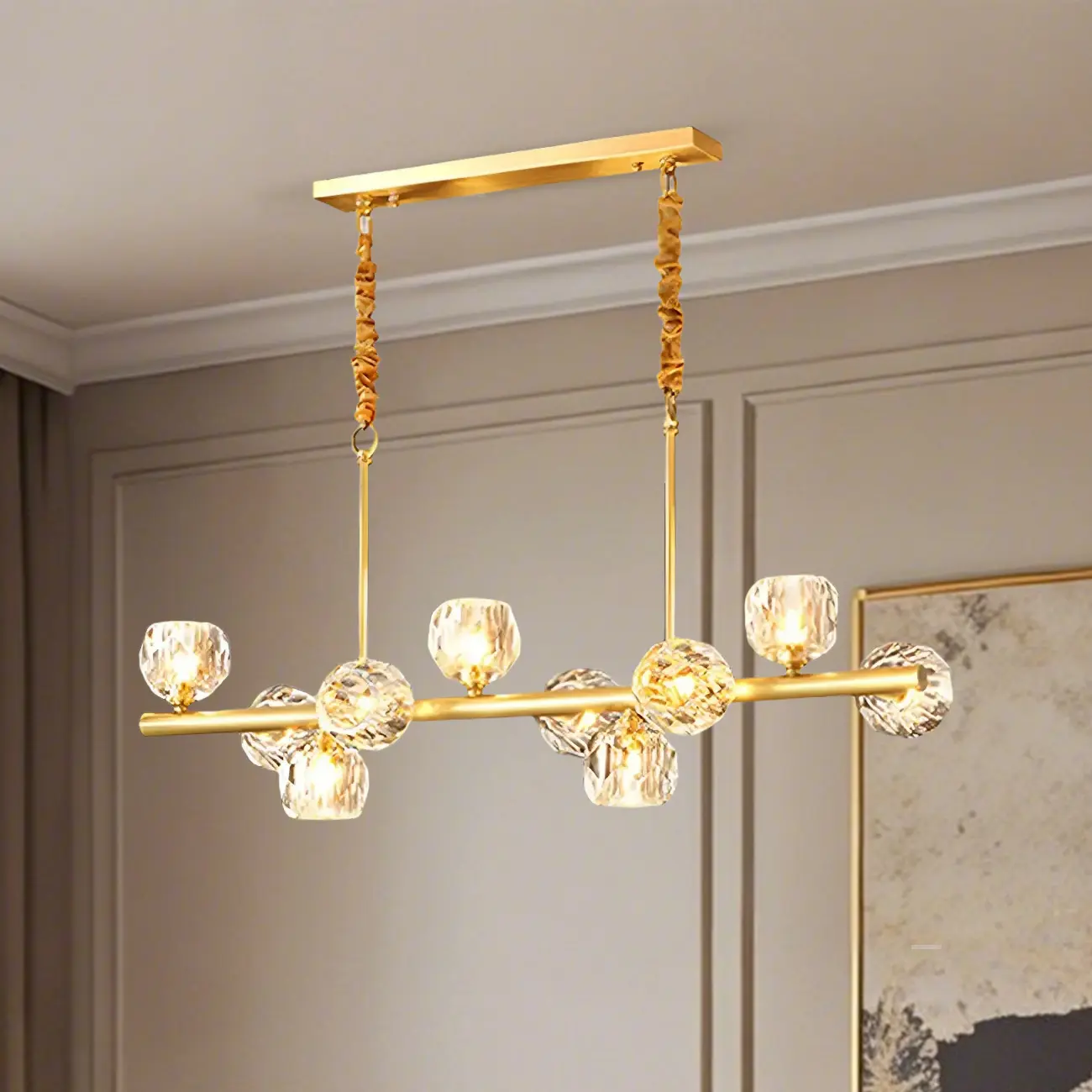 Trendy Modern Linear Crystal Chandelier for Kitchen Image - 16 | homeyfad