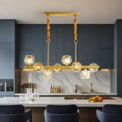 Trendy Modern Linear Crystal Chandelier for Kitchen Image - 6
